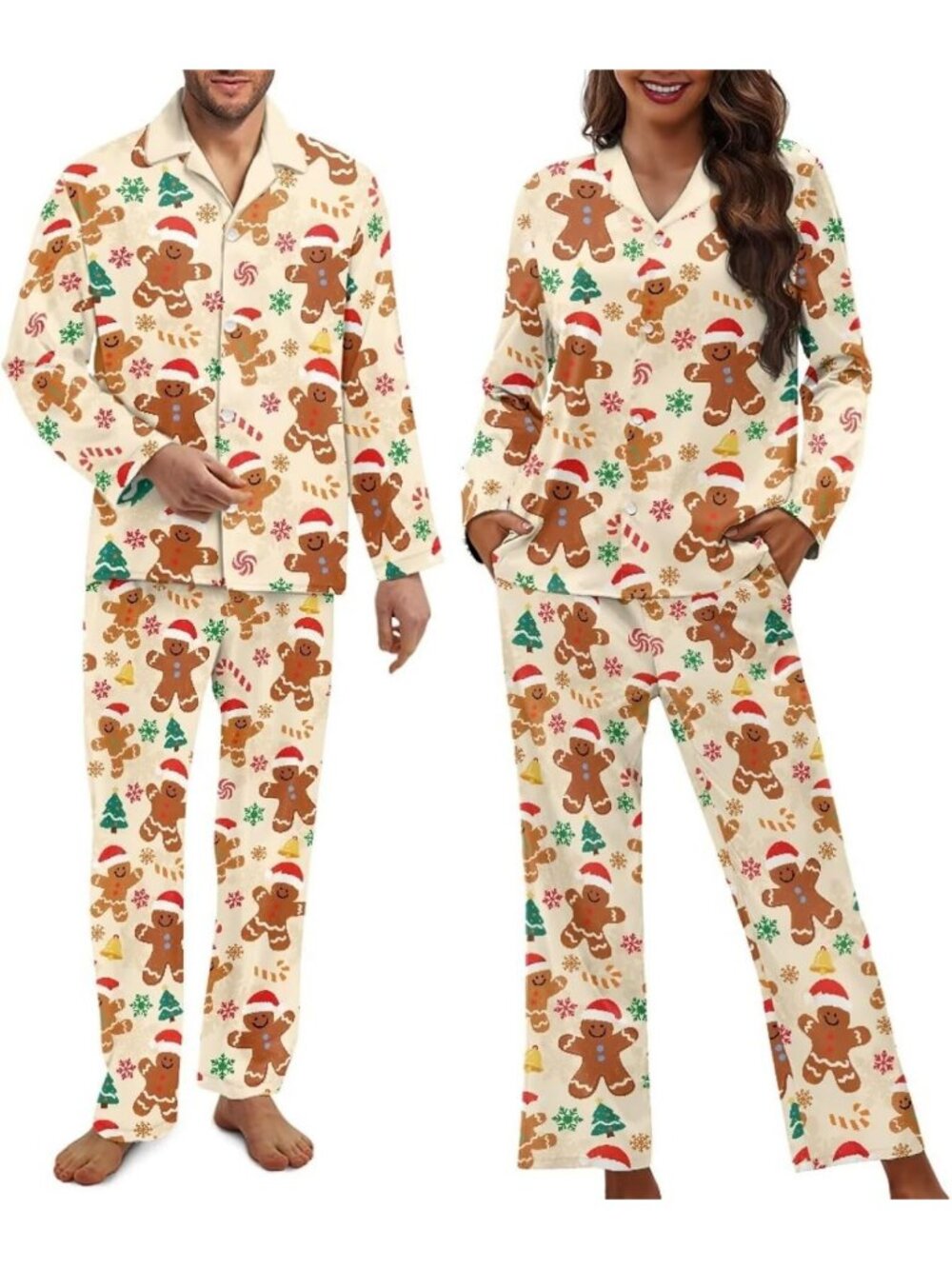 Cozy Matching Couple Pajamas Set | Soft Funny Front Button Long Sleeve PJs
